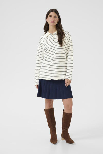 CHANDAIL CREAM "VERMA POLO" WHISPER & NAVY STRIPE