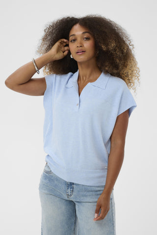 DÉBARDEUR CREAM "DELA"CASHMERE BLUE