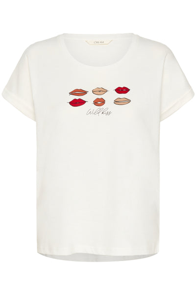 T-SHIRT CREAM "LUMILLA" RED LIPS
