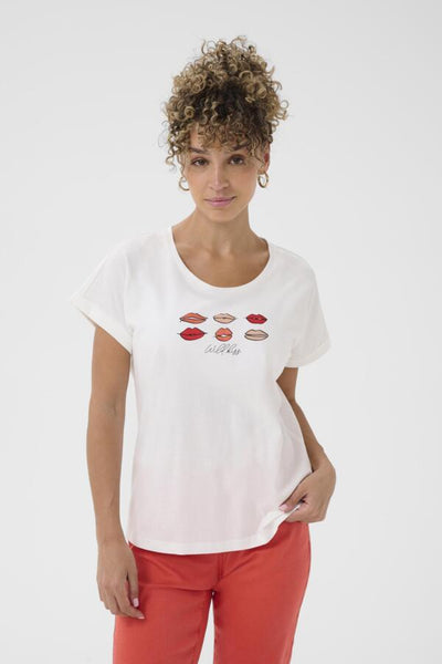 T-SHIRT CREAM "LUMILLA" RED LIPS