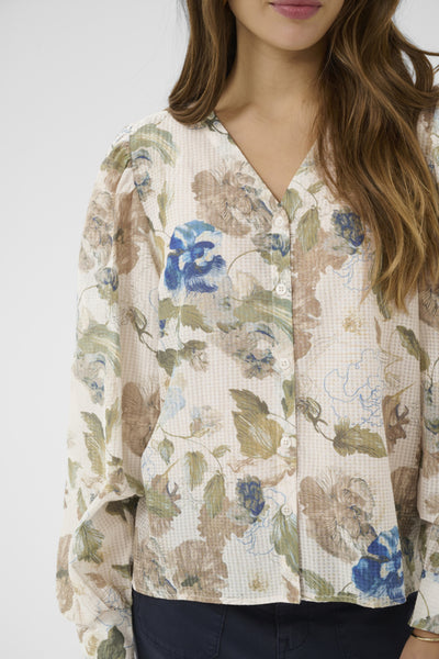 BLOUSE CREAM "LUCIA" HAILEY PRINT WITH BLUE