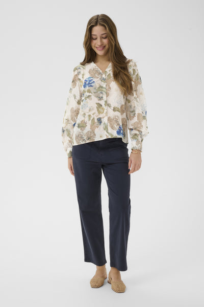 BLOUSE CREAM "LUCIA" HAILEY PRINT WITH BLUE