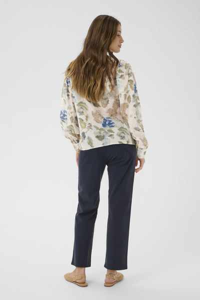 BLOUSE CREAM "LUCIA" HAILEY PRINT WITH BLUE