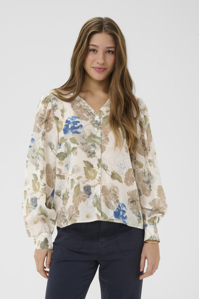 BLOUSE CREAM "LUCIA" HAILEY PRINT WITH BLUE