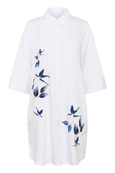 ROBE CREAM "SILJE" WHITE BLUE STRIPE