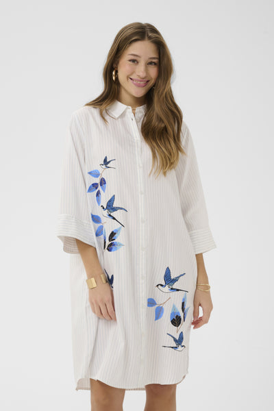 ROBE CREAM "SILJE" WHITE BLUE STRIPE