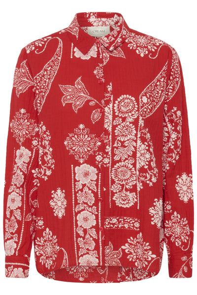 CHEMISE CREAM "GIANNA" RED ETHNIC PRINT
