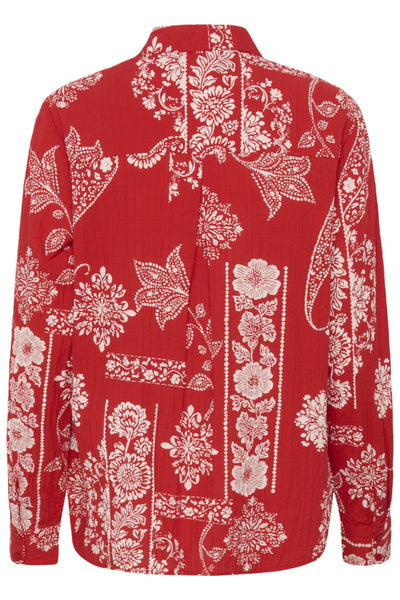 CHEMISE CREAM "GIANNA" RED ETHNIC PRINT