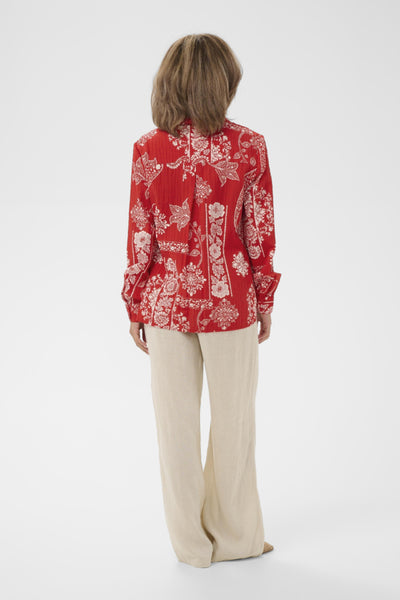 CHEMISE CREAM "GIANNA" RED ETHNIC PRINT