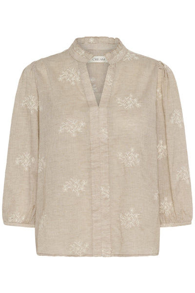 BLOUSE CREAM "KOREY" BROWN & WHITE