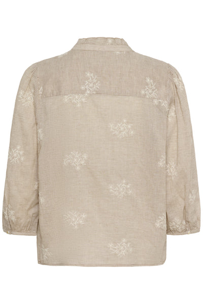 BLOUSE CREAM "KOREY" BROWN & WHITE