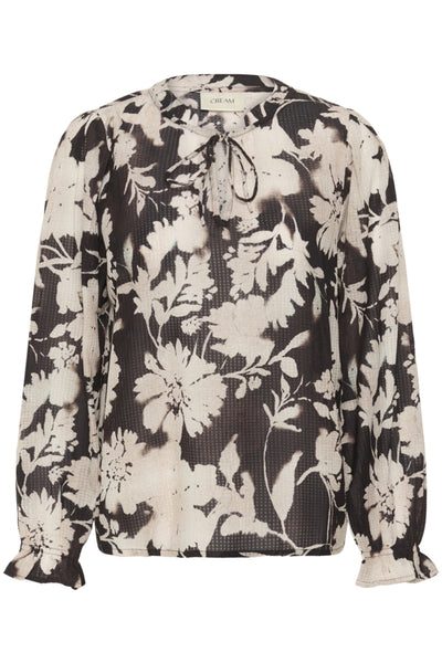 BLOUSE CREAM "HAILEY" DARK BROWN FLOW