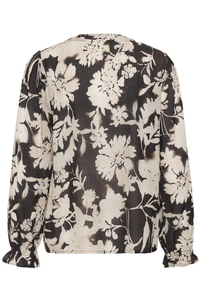 BLOUSE CREAM "HAILEY" DARK BROWN FLOW