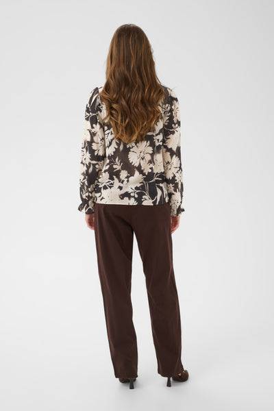 BLOUSE CREAM "HAILEY" DARK BROWN FLOW