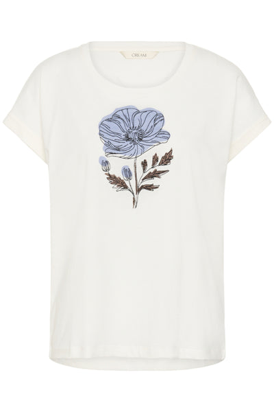T-SHIRT CREAM "MUNNI" BLUE FLOWER