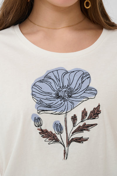 T-SHIRT CREAM "MUNNI" BLUE FLOWER