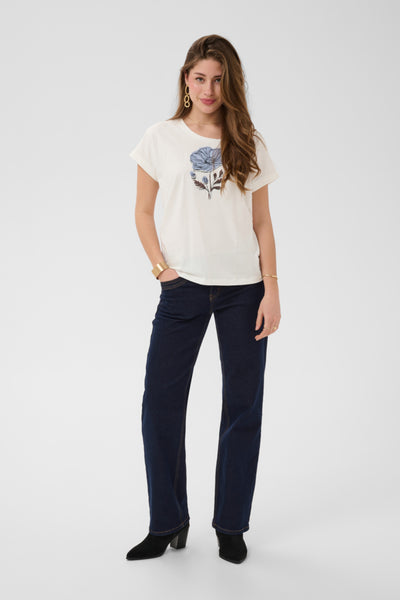 T-SHIRT CREAM "MUNNI" BLUE FLOWER