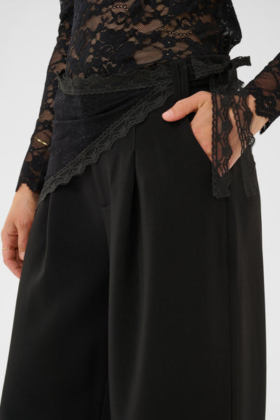 PANTALON CREAM "BINE LACE BELT" PITCH BLACK