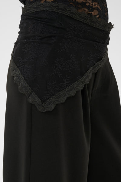 PANTALON CREAM "BINE LACE BELT" PITCH BLACK
