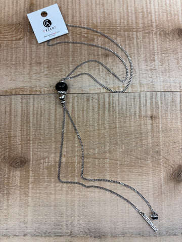 COLLIER LONG INOX CRÉART "LUXURY" NOIR