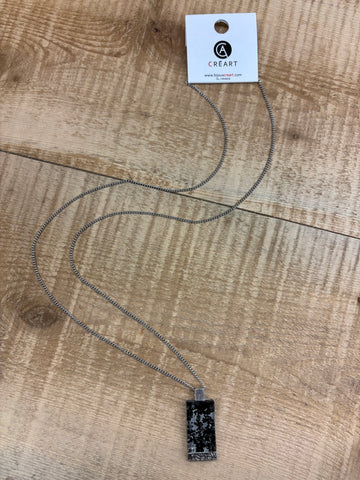 COLLIER LONG INOX CRÉART "MOSAIK" NOIR