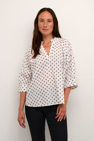 BLOUSE KAFFE "JANNI" OFF WHITE & BLACK