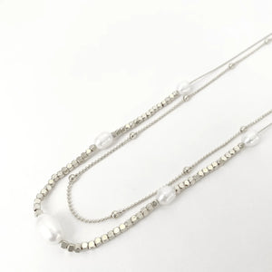 COLLIER "DOUBLE PERLES" SILVER (1546)