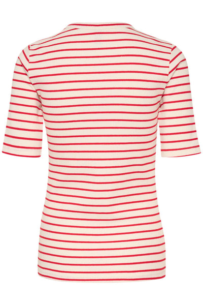 T-SHIRT CULTURE "DOLLY" WHITE RED STRIPE
