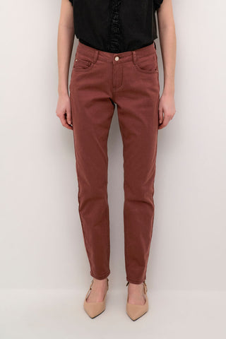 PANTALON TWILL CREAM "ANN COCO FIT" RUM RAISIN