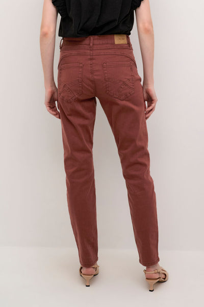 PANTALON TWILL CREAM "ANN COCO FIT" RUM RAISIN