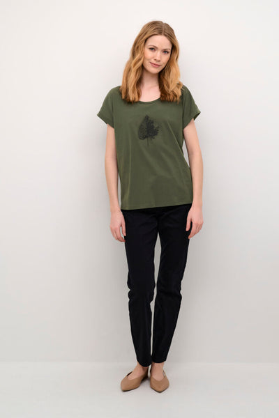 T-SHIRT CREAM "YGIA" PITCH BLACK TREE LEAF