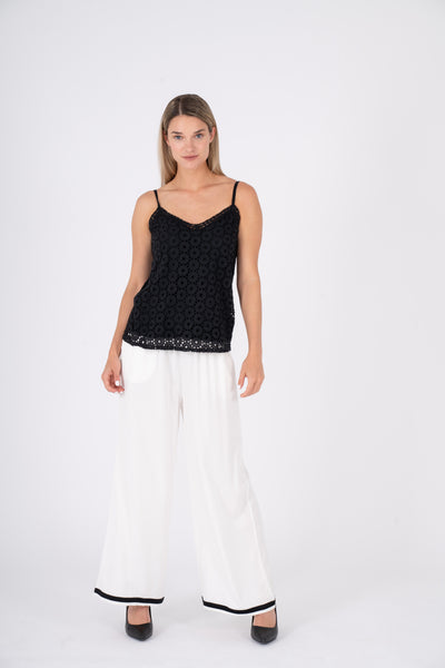 CAMISOLE M. ITALY "BRODERIES ANGLAISE" BLACK (K1135)