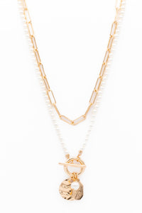 COLLIER MULTI-RANGS "PERLES & MAILLES" GOLD (1603)