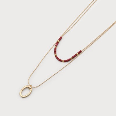 COLLIER CARACOL "BILLES & ANNEAUX" BORDEAUX (1685)