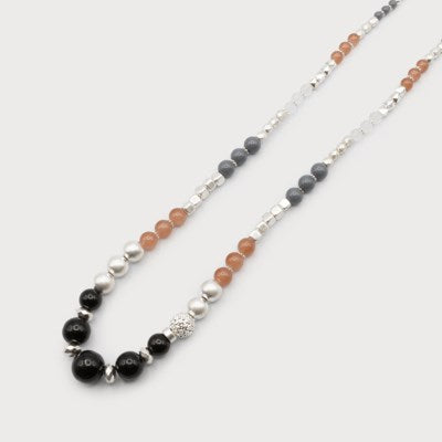 COLLIER LONG CARACOL "PERLES" SILVER (1689)