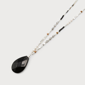 COLLIER LONG CARACOL "GOUTTE DE VERRE" SILVER (1695)