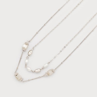 COLLIER CARACOL 2 RANGS "PERLES" SILVER (1797)