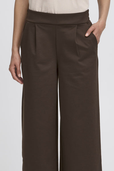 PANTALON ICHI "KATE WIDE CROP" CHOCOLATE TORTE