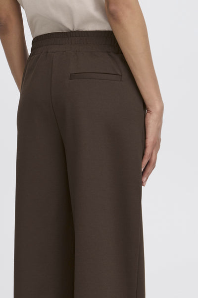 PANTALON ICHI "KATE WIDE CROP" CHOCOLATE TORTE