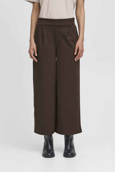PANTALON ICHI "KATE WIDE CROP" CHOCOLATE TORTE