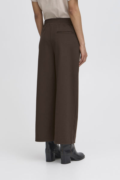 PANTALON ICHI "KATE WIDE CROP" CHOCOLATE TORTE