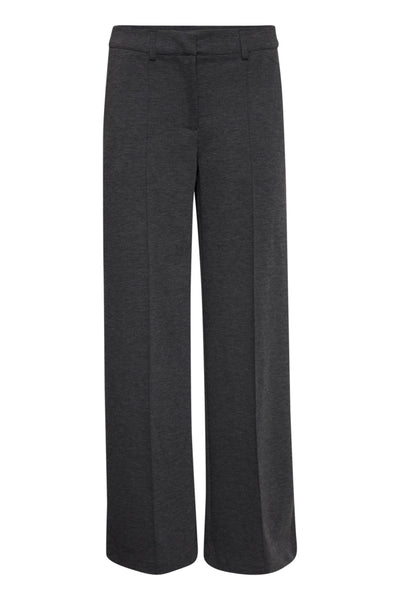 PANTALON ICHI "KATE OFFICE WIDE" DARK GREY MELANGE