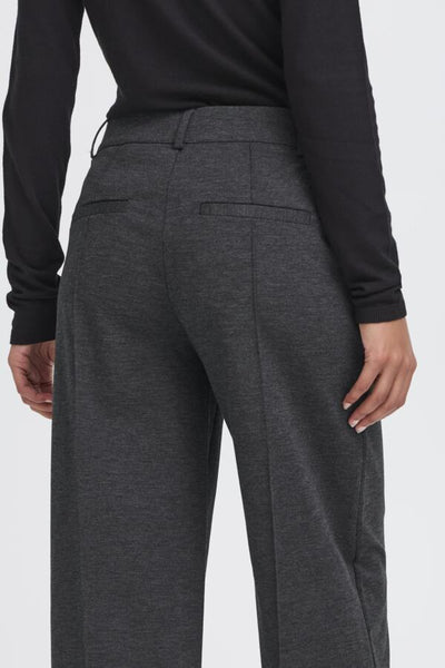 PANTALON ICHI "KATE OFFICE WIDE" DARK GREY MELANGE