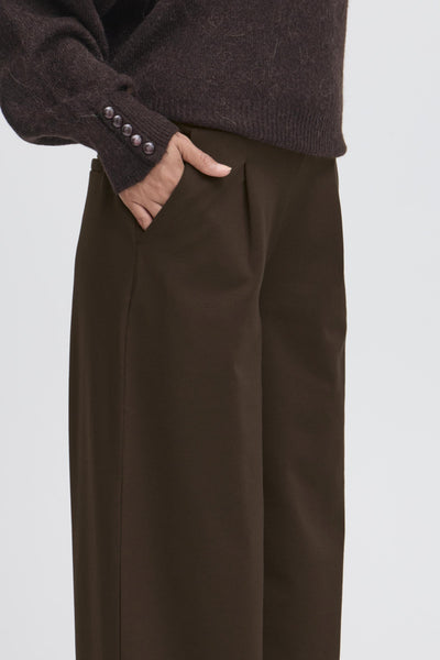 PANTALON ICHI "KATE LONG WIDE" CHOCOLATE TORTE