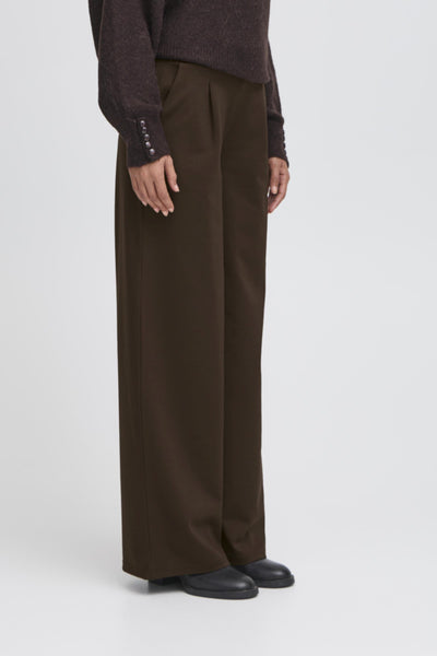 PANTALON ICHI "KATE LONG WIDE" CHOCOLATE TORTE