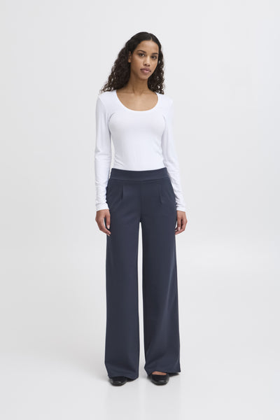 PANTALON ICHI "KATE WIDE LONG" TOTAL ECLIPSE