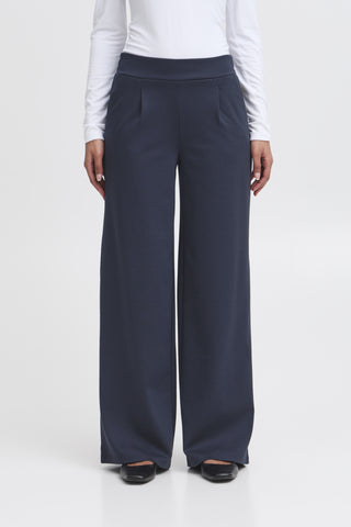 PANTALON ICHI "KATE WIDE LONG" TOTAL ECLIPSE