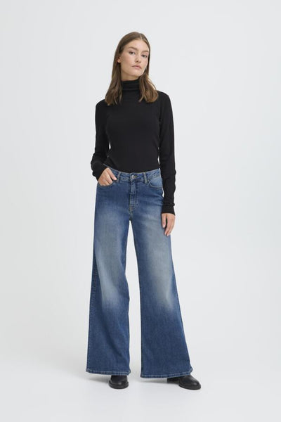 JEANS ICHI  "TWIGGY WIDE" MEDIUM BLUE
