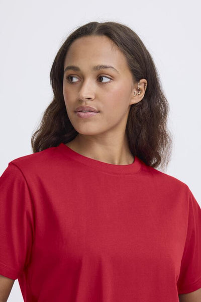 T-SHIRT ICHI "PALMER LOOSE" RED DAHLIA