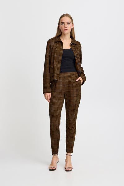 PANTALON ICHI "KATE MOSLEY" MONK'S ROBE CHECK JACQUARD